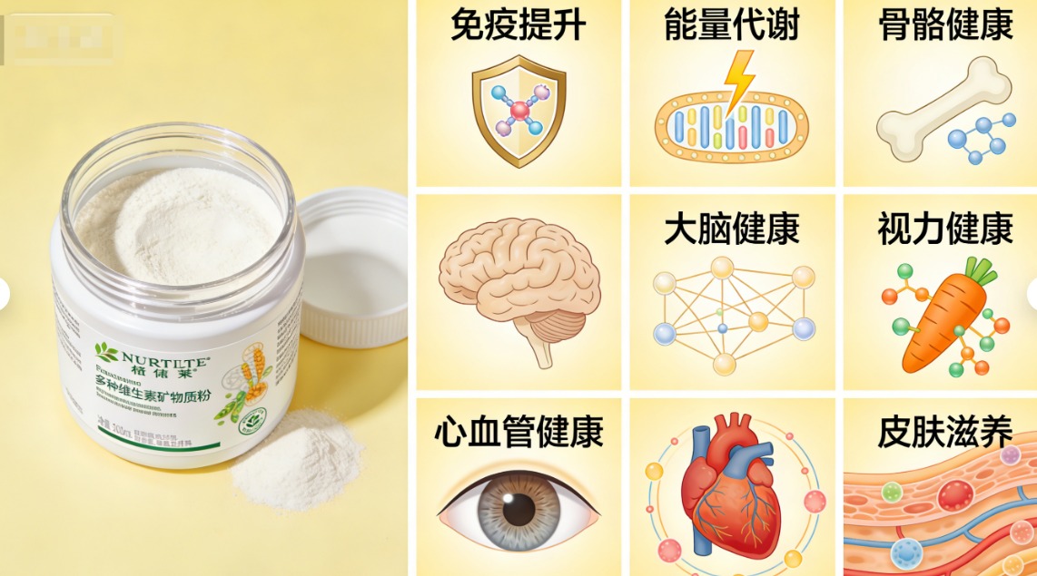 纽崔莱多种维生素矿物质粉，小金粉守护全天健康活力