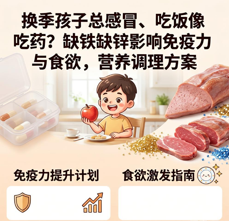 换季孩子总感冒、吃饭像吃药？缺铁缺锌影响免疫力与食欲，营养调理方案
