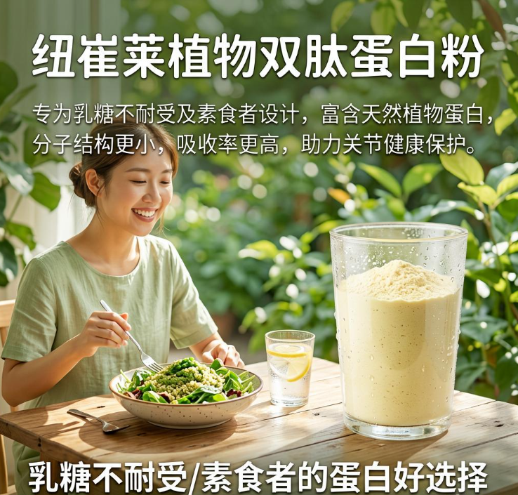 乳糖不耐受或吃素怎么补蛋白？植物双肽蛋白粉小分子好吸收还护关节
