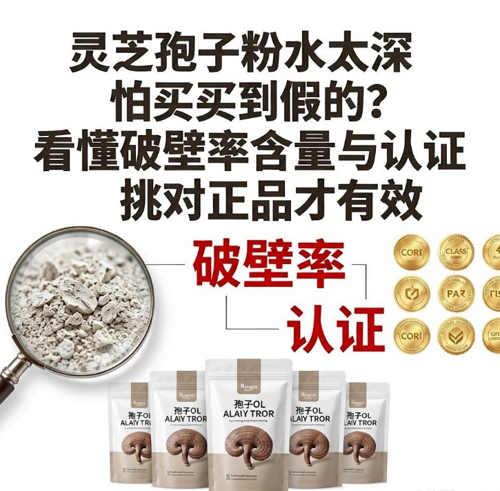 灵芝孢子粉水太深怕买到假的？看懂破壁率含量与认证挑对正品才有效