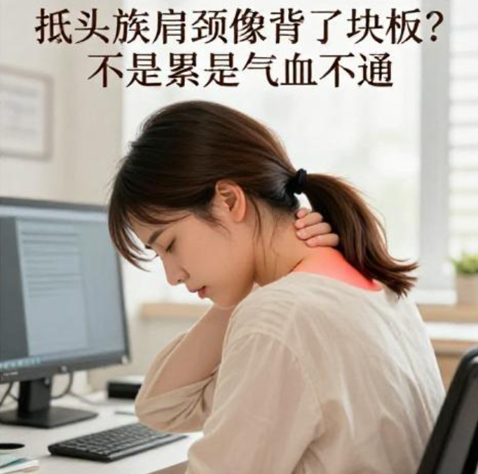 低头族肩颈像背了块板？不是累是气血不通