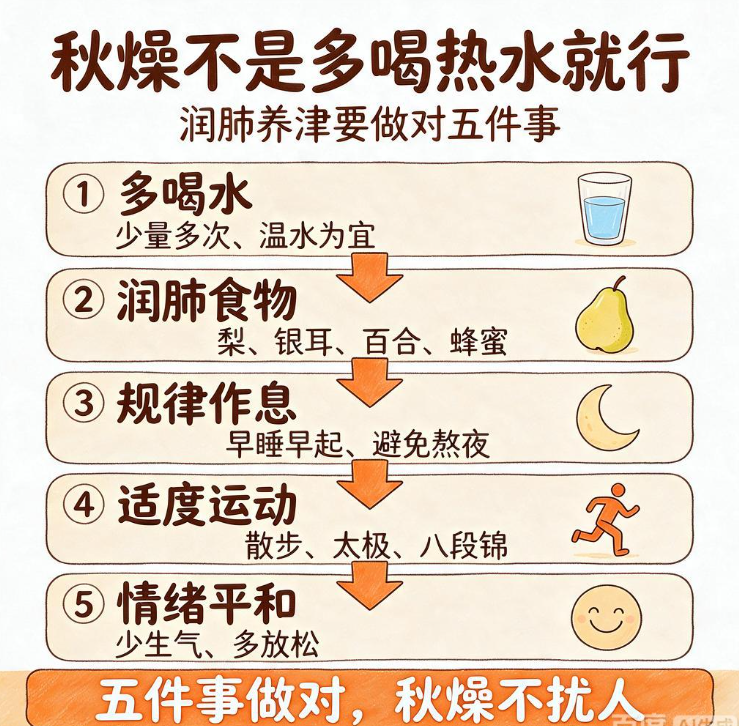 秋燥不是多喝热水就行,润肺养津要做对五件事