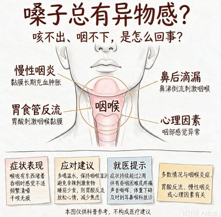 嗓子总有异物感咳不出来咽不下去是怎么回事