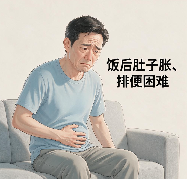 饭后总是肚子胀、想排便却排不出，是怎么回事