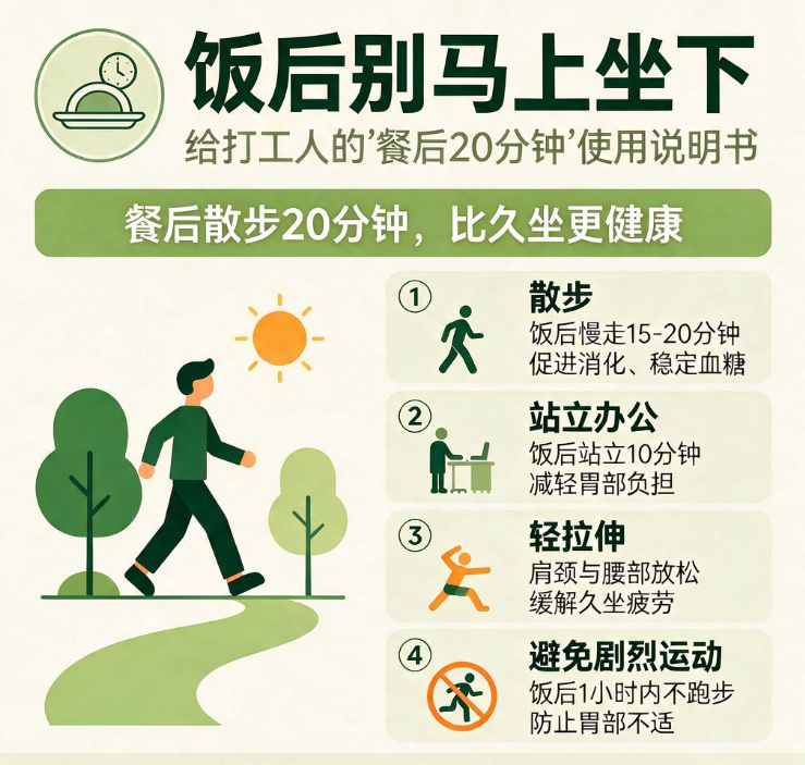 饭后别马上坐下：给打工人的“餐后 20 分钟”使用说明书