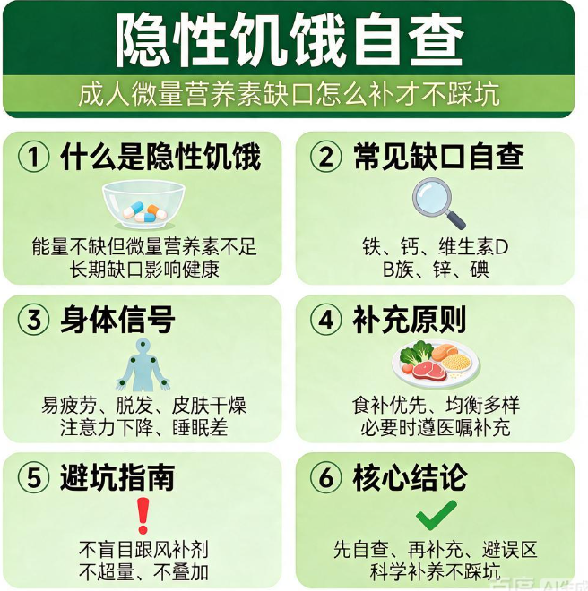 隐性饥饿自查：成人微量营养素缺口怎么补才不踩坑