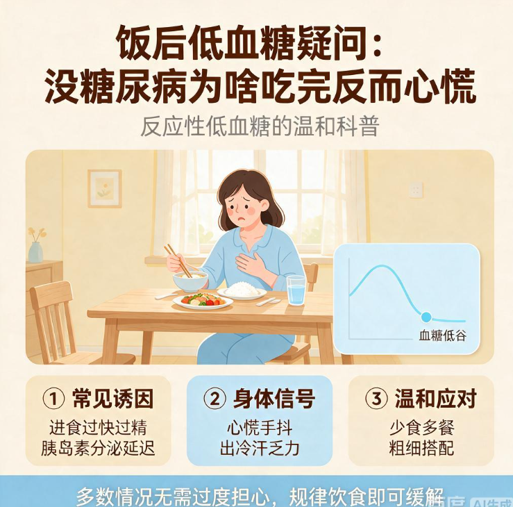 饭后低血糖疑问：没糖尿病为啥吃完反而心慌