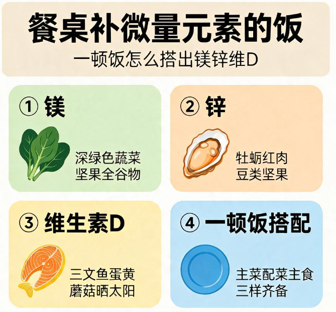 餐桌补微量元素的饭：一顿饭怎么搭出镁锌维D