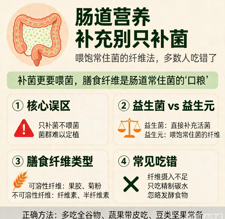 肠道营养补充别只补菌：喂饱常住菌的纤维法，多数人吃错了